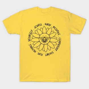 Bee Kind, Stay Positive, Be Yourself Funny Bee Lover Shirt T-Shirt